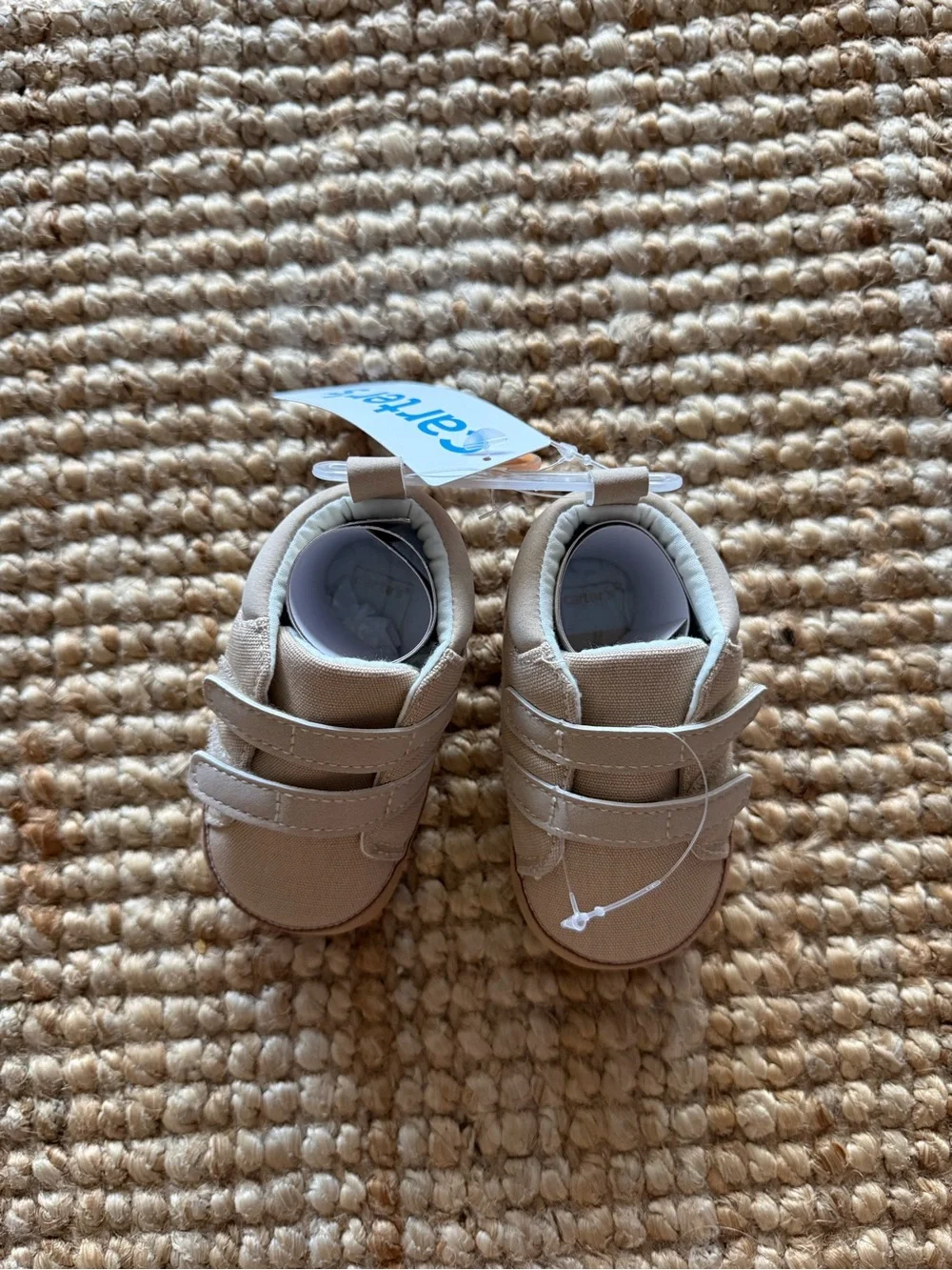 Carter's Baby High-Top Casual Canvas Sneaker Shoes Beige Sz 4 (9-12M) - NWT